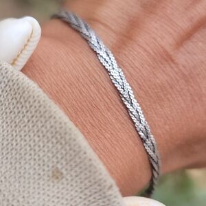 Gorgeous triple braided 925 ITALY sterling silver serpentine chain bracelet